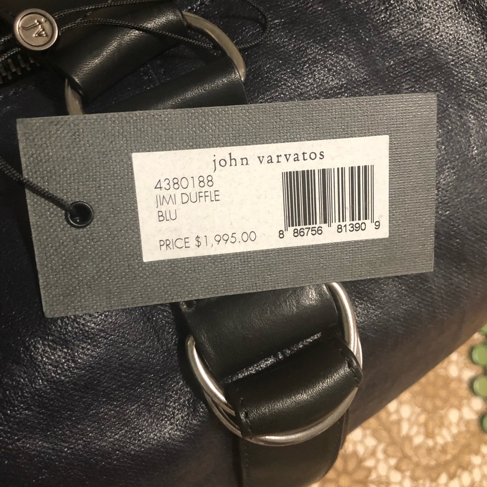 JOHN VARVATOS NAVY LEATHER DUFFEL BAG - Picture 5 of 8